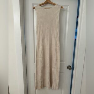 a new day Cream Ribbed Sleeveless Knit Midi Dress